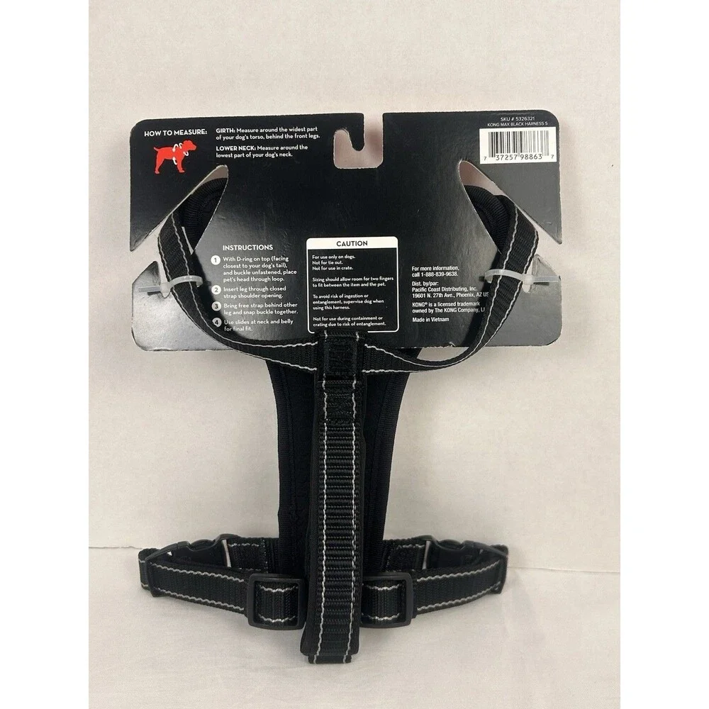 KONG Padded Harness for Dogs Size Small Black Ultra Durable